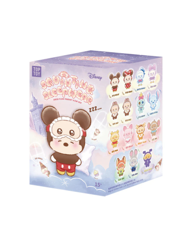 "Blind box Disney Squinting Sleepwear Top Toy porte-clés peluches Mickey Stitch pyjama yeux endormis boîte aléatoire